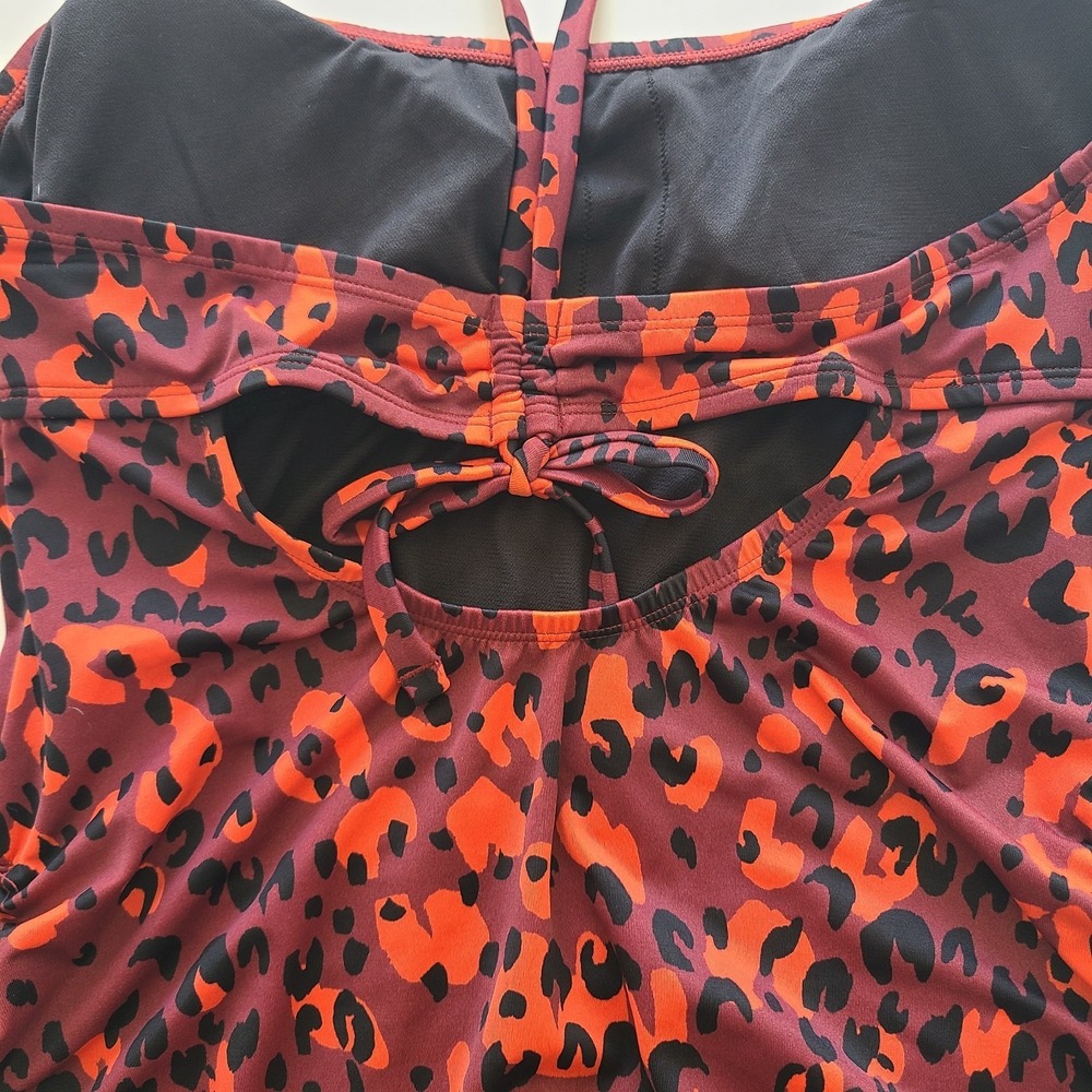 Beach Betty by Miracle Brands Orange-Red Leopard One-Piece Swimsuit Large - Picture 5 of 9